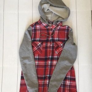 Flannel Shirt with Sweater Sleeves